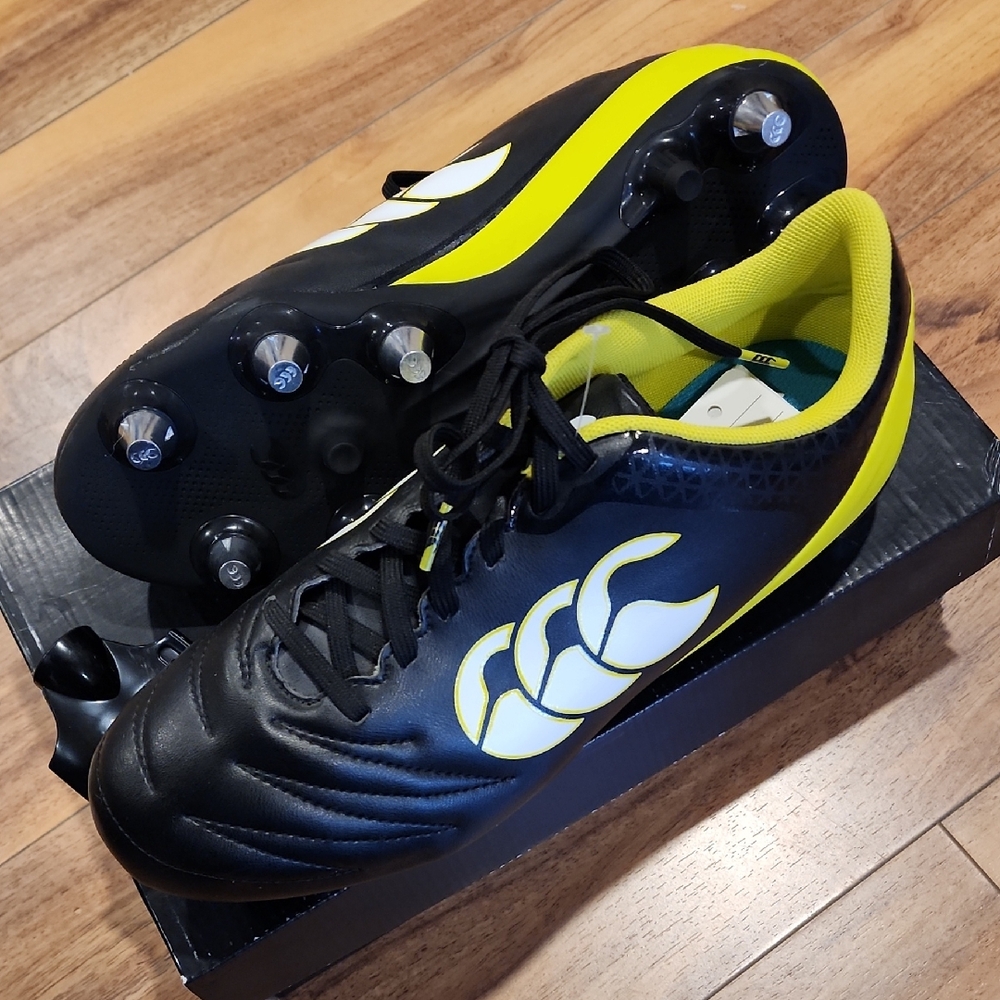 Canterbury Stampede 2.0 Sg Black and Yellow Rugby Cleats